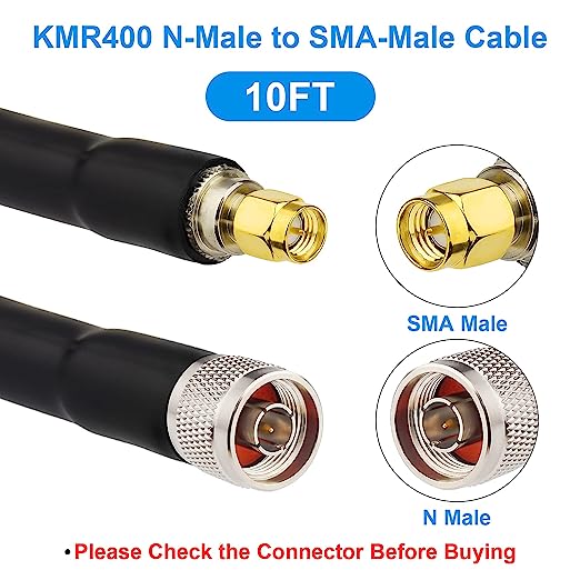 XRDS -RF KMR400 SMA to N Cable, N-Male to SMA-Male Connector Low Loss Extension Cable 50 Ohm SMA Cable for 3G/4G/5G/LTE/ADS-B/Ham/GPS/WiFi/RF Radio to Antenna Use
