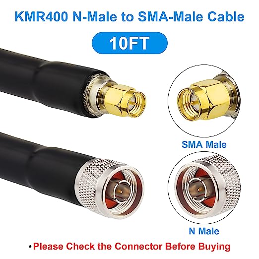 XRDS -RF KMR400 SMA to N Cable, N-Male to SMA-Male Connector Low Loss Extension Cable 50 Ohm SMA Cable for 3G/4G/5G/LTE/ADS-B/Ham/GPS/WiFi/RF Radio to Antenna Use